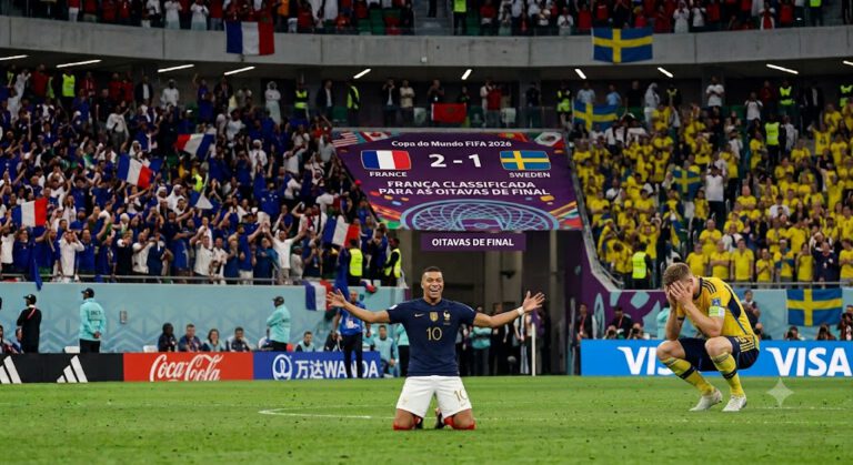 França goleia Suécia por 3 a 0 com duplo de Mbappé e avança às oitavas da Copa 2026