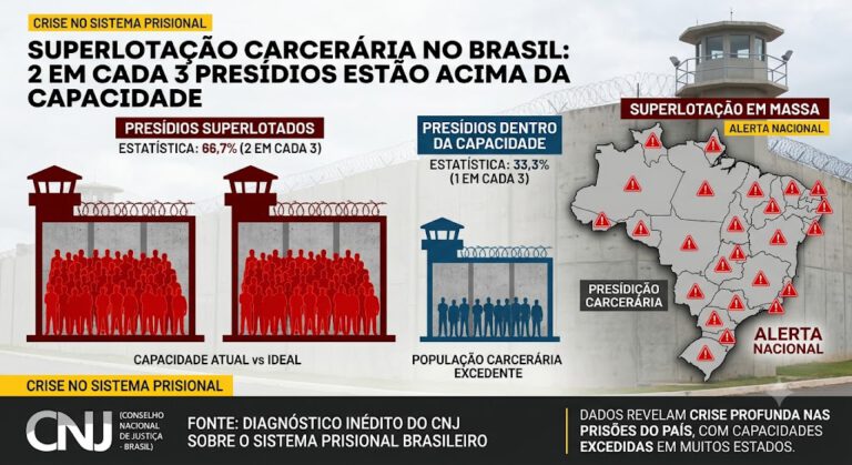 Dois em cada três presídios do Brasil estão superlotados, aponta diagnóstico inédito do CNJ
