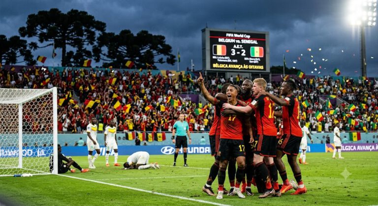 Bélgica vira sobre o Senegal nos acréscimos da prorrogação e avança às oitavas da Copa do Mundo